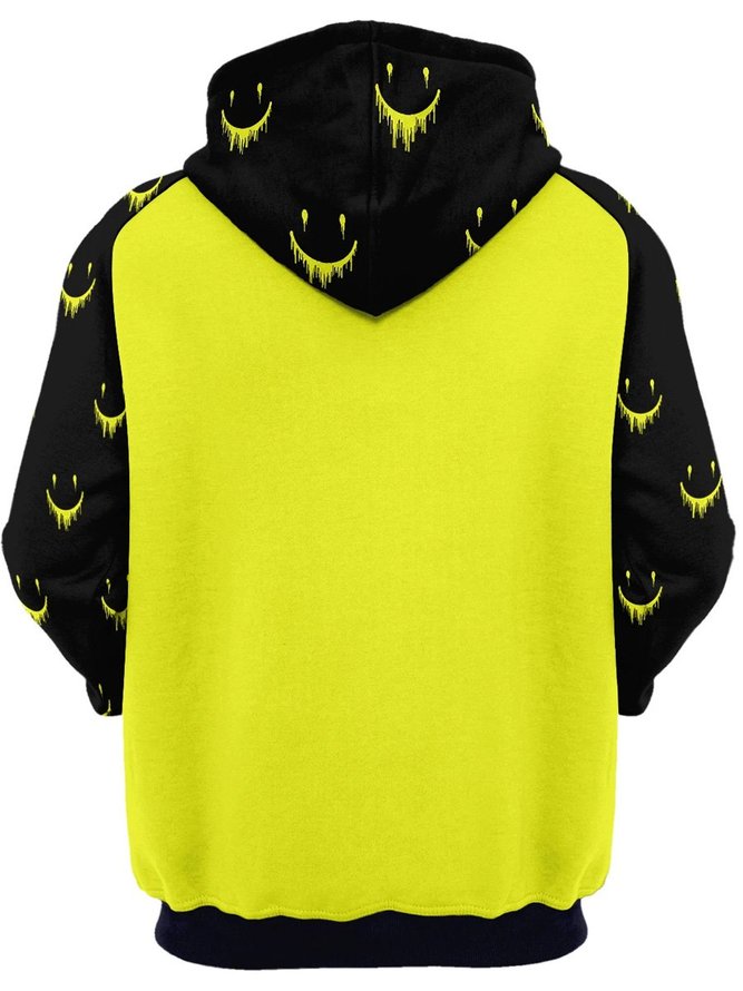 Yellow Hoodie Cotton-Blend Men's Fashion Print Sweatshirt