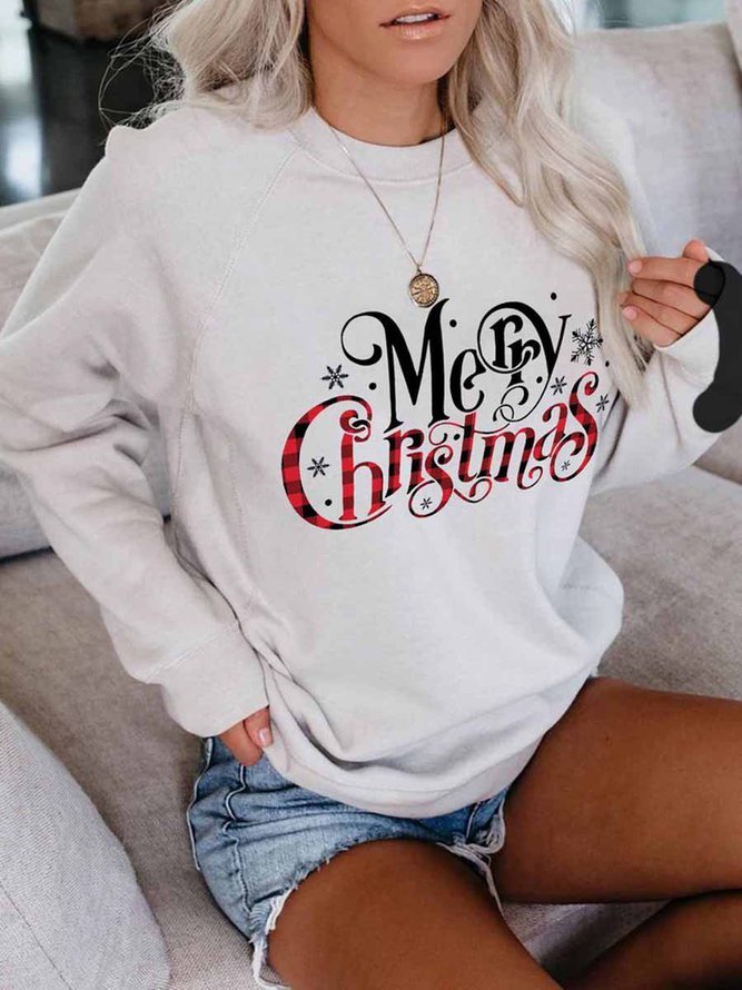 Women's Merry Christmas Print Sweatshirt lilicloth
