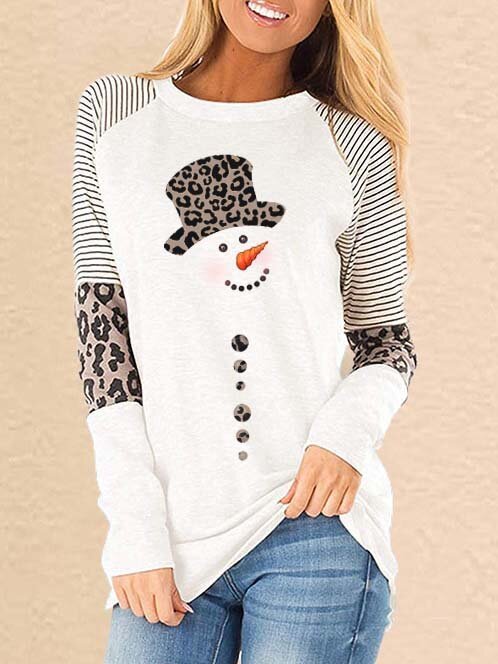 Ladies Leopard Print Snowman Top
