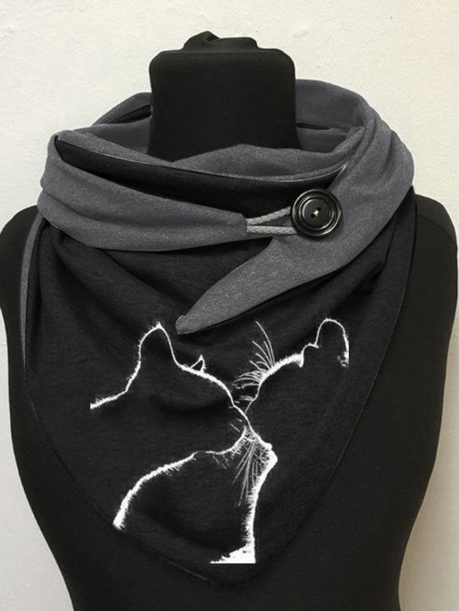 Cats Kissing Print Scarf