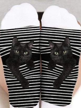 3D Lovely Black Cat Graphic Funny Socks