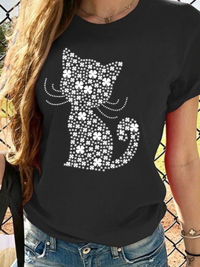Four-Leaf Clover Cat Graphic Tee