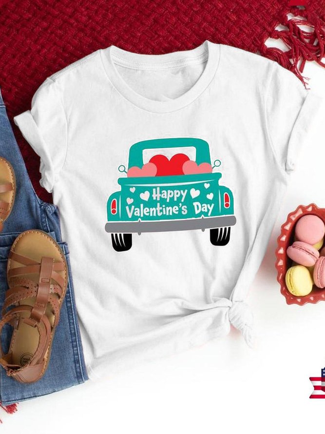 Happy Valentine's Day Truck Heart Shaped Tee Graphic