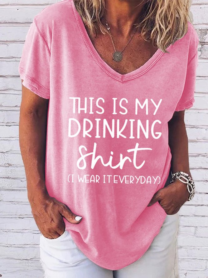 This Is My Drinking T-Shirt Funny Drinking V Neck Tee