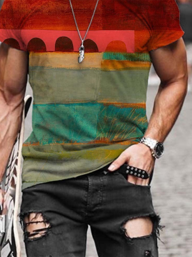 Men's Contrast Painting Print T-shirt | lilicloth