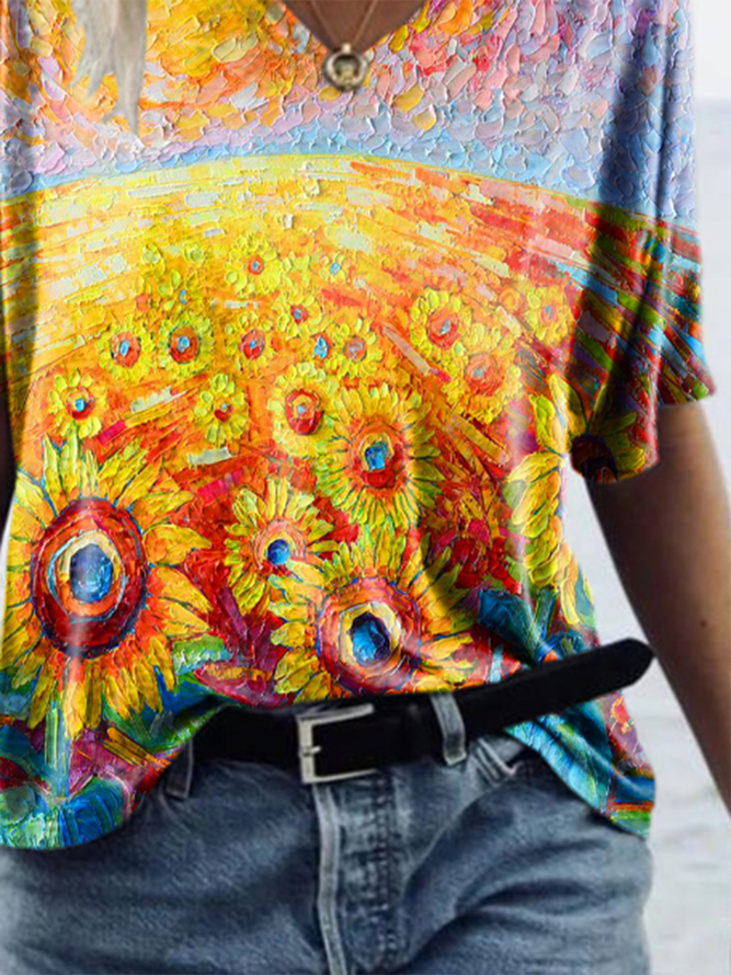 Sunflower Oil Painting Print T-shirt