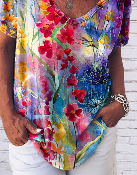 Colorful Flower Painting T-shirt