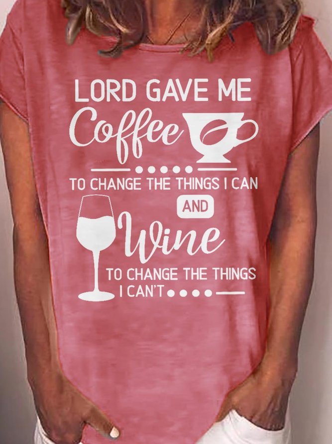 Lord Gave Me Coffee Graphic Casual Short-Sleeved Tee