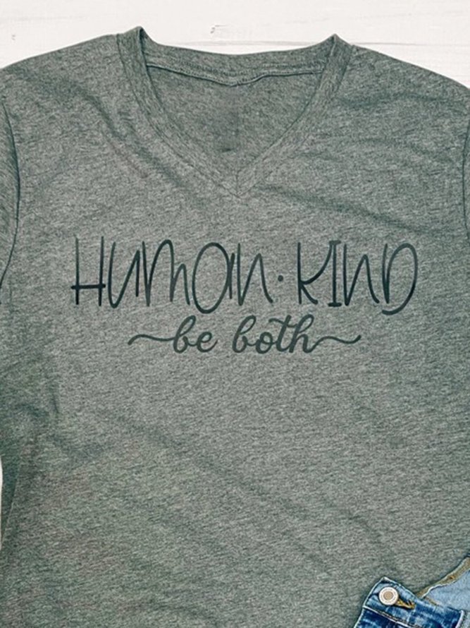 Human Kind: Be Both Graphic V-neck Tee