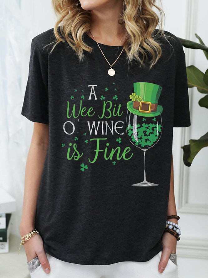 A Wee Bit O' Wine Funny St Shirt