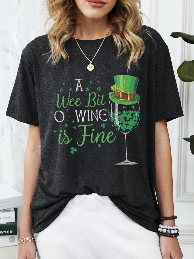 A Wee Bit O' Wine Funny St Shirt