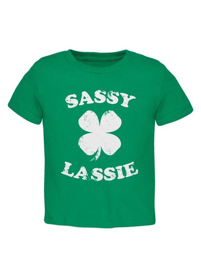 Sassy Lassie St. Patrick's Day Short Sleeve Casual Cotton-Blend Shift Woman's T-Shirts & Tops