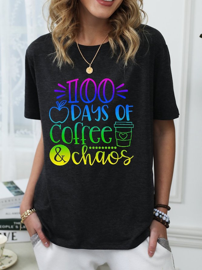 100 Days Of Coffee And Chaos Teacher Life T-shirt | lilicloth