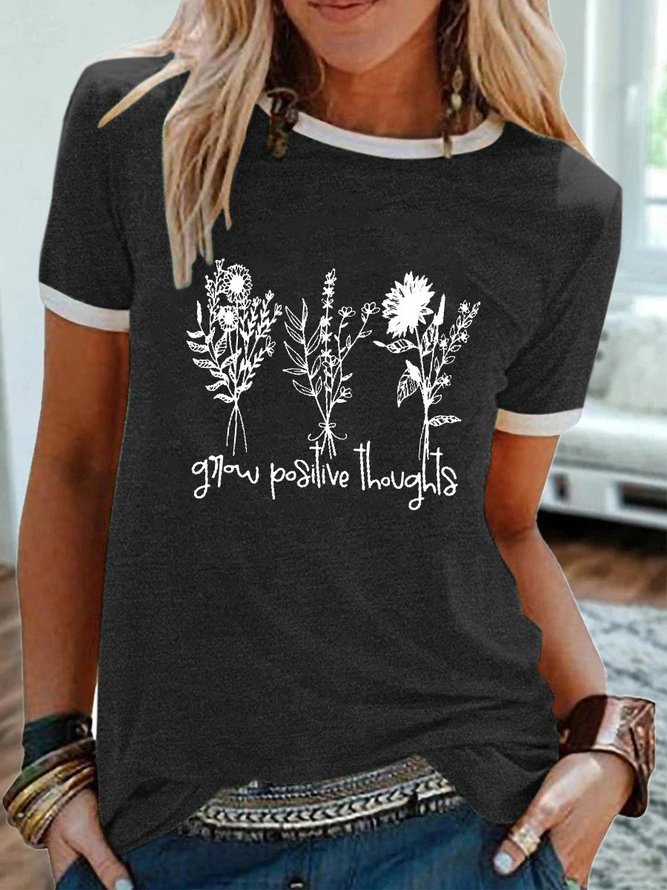 Grow Positive Thoughts Flower Graphic Tee