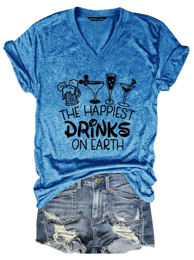 The Happiest Drinks On Earth Graphic V-neck Tee