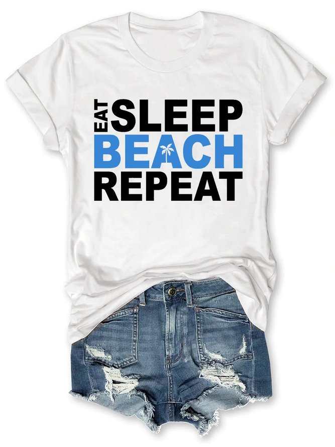 Eat Sleep Beach Repeat Graphic Tee