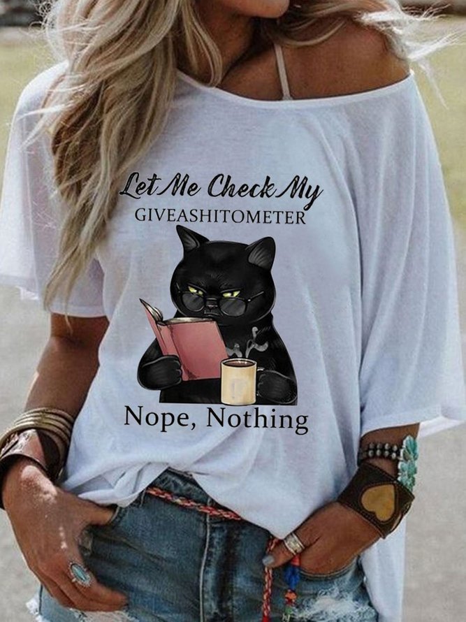 Let Me Check My Giveashitometer Nope Nothing Shift Short Sleeve Animal Casual WomanTee