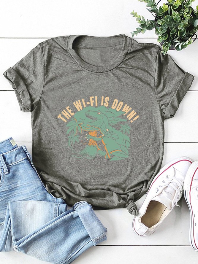 The Wi-Fi Is Down Dinosaur Graphic Tee
