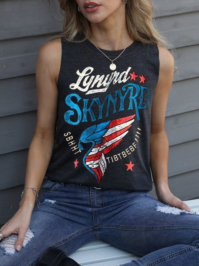 Lynyrd Skynyrd Band Vintage Crew Neck Cotton-Blend Woman Tank
