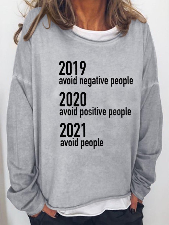 Funny 2021 Letter Graphic Long Sleeve Round Neck Loose Sweatshirts