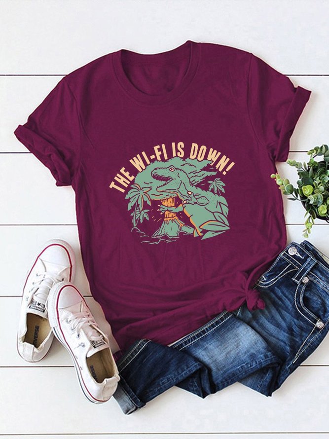 The Wi-Fi Is Down Dinosaur Graphic Tee