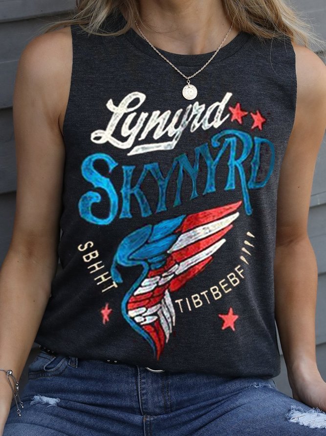 Lynyrd Skynyrd Band Vintage Crew Neck Cotton-Blend Woman Tank