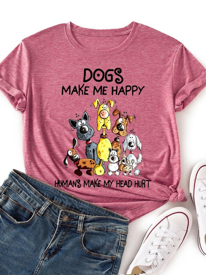 Dogs Make Me Happy Humans Make My Head Hurt Graphic Tee