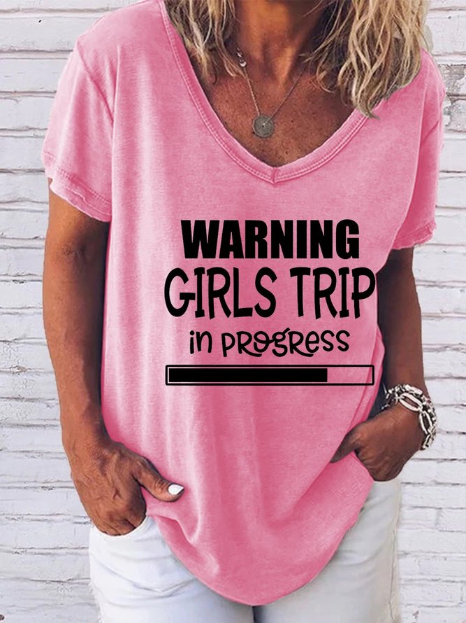 Warning Girls Trip In Progress V-neck Graphic Tee