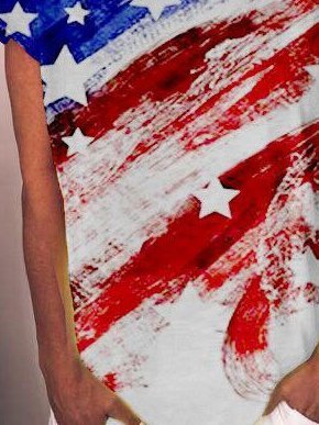 Women American Flag Star Printed O-Neck Short Sleeve T-Shirs Top