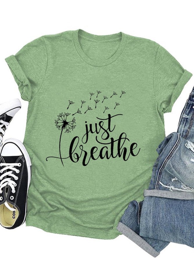 Just Breathe Casual Cotton-Blend Woman Tee