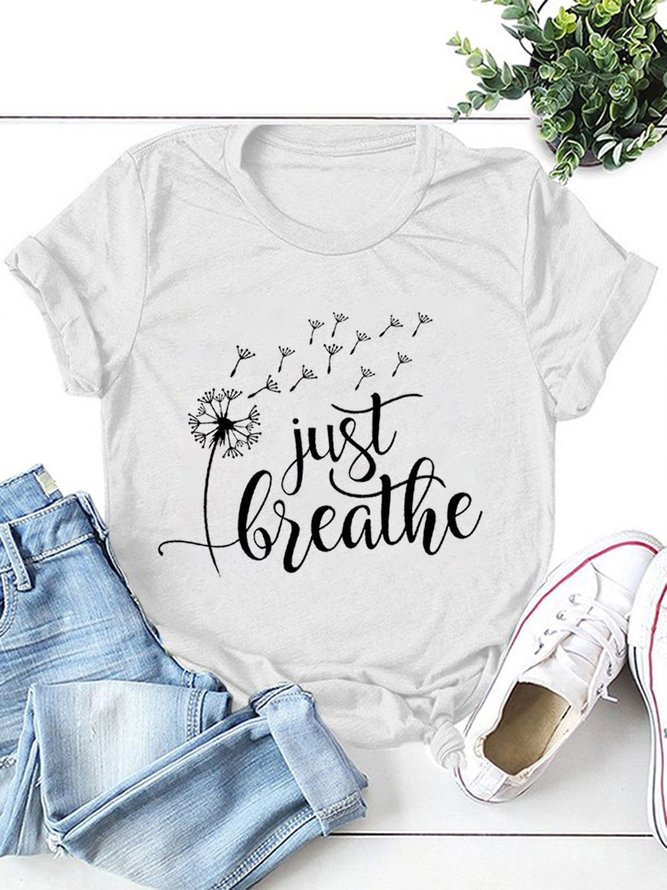 Just Breathe Casual Cotton-Blend Woman Tee