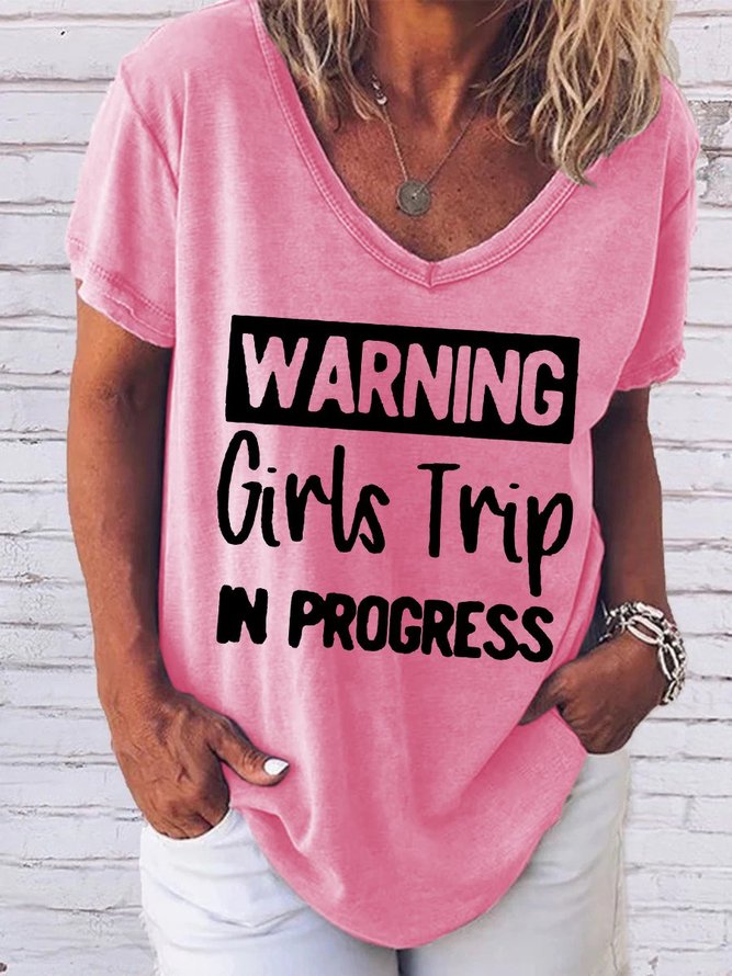 Warning Girls Trip In Progress Women's T-Shirt | lilicloth