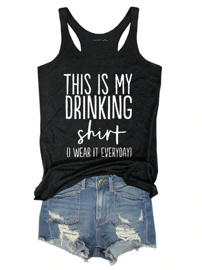 This Is My Drinking Tank Top Funny Saying Casual Women Tanks & Camis