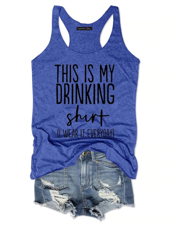 This Is My Drinking Tank Top Funny Saying Casual Women Tanks & Camis