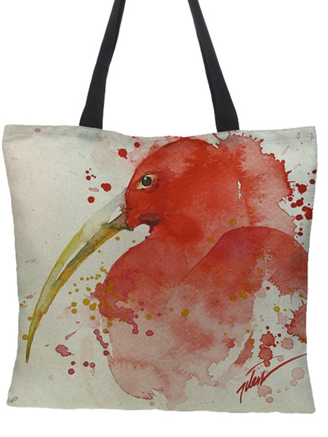 Watercolor Crested Ibis Graphic Canvas Shopping Bag