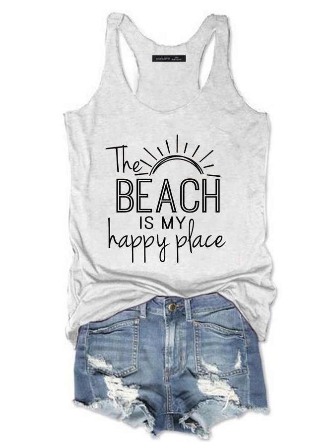 The Beach Is My Happy Place Sleeveless Top Women Tank Top