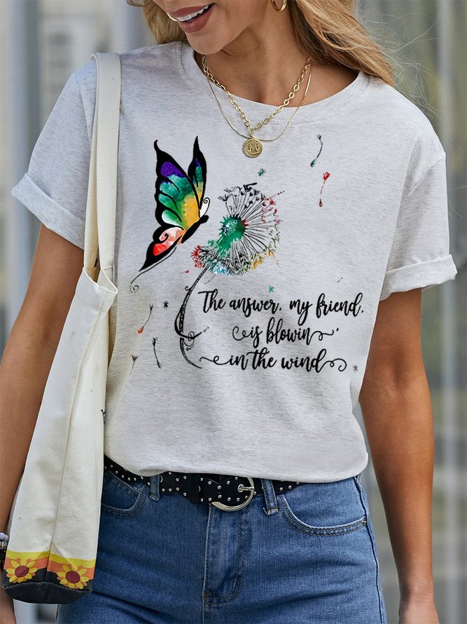 The Answer My Friend Is Blowin In The Wind Butterfly And Dandelion Women's T-shirt