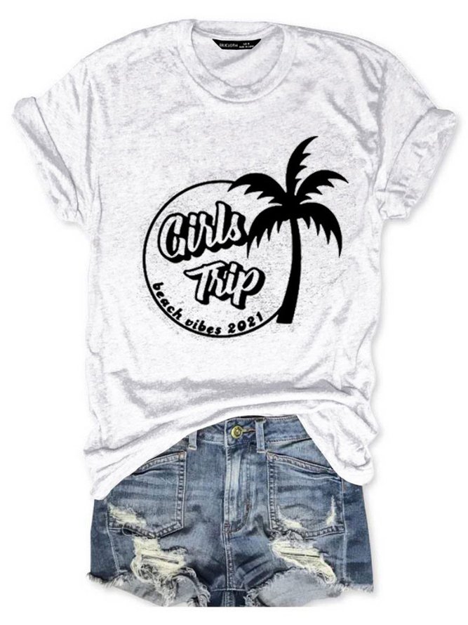 Girls Trip T-Shirt Women Beach Crew Neck Tee Top