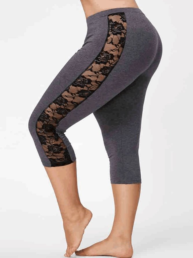 Hollow Lace Casual Yoga Cropped Pants