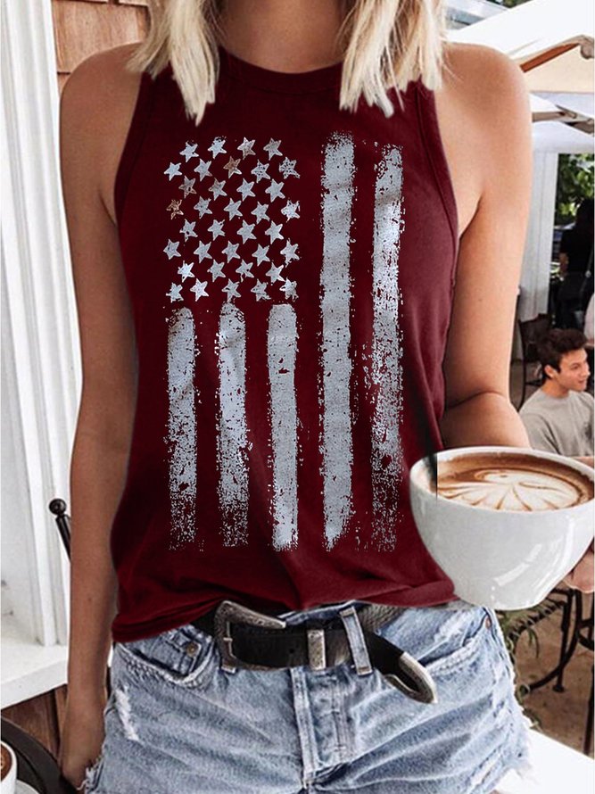 Sleeveless Shirt American Flag Tank Tops Patriotic Star and Striped Vest