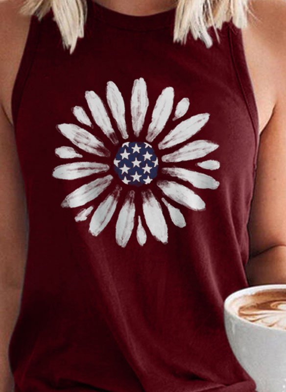 Women's American Daisy Graphic Sleeveless Tank Top