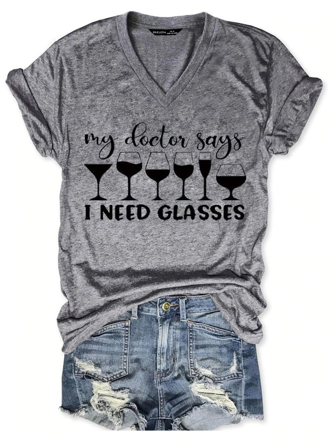 My doctor Says I Need Classes Red wine Short Sleeve T-shirt