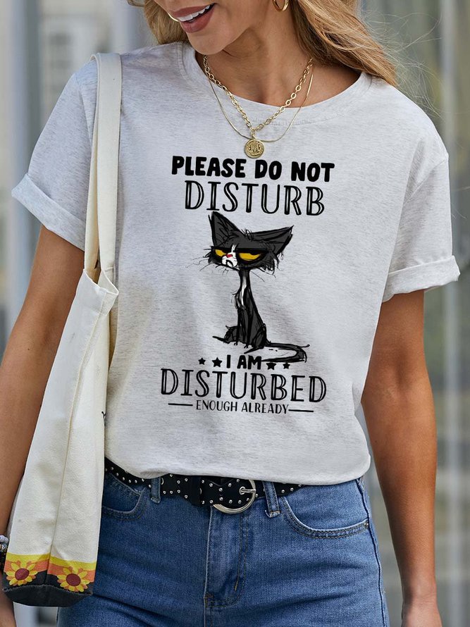 Please Do Not Disturb Cat Graphic Casual T Shirt