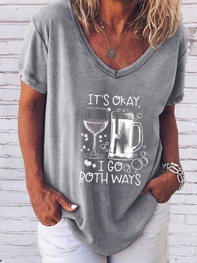 It's Okay I Go Both Ways T Shirt Wine And Beer T Shirt Summer Drinking Top