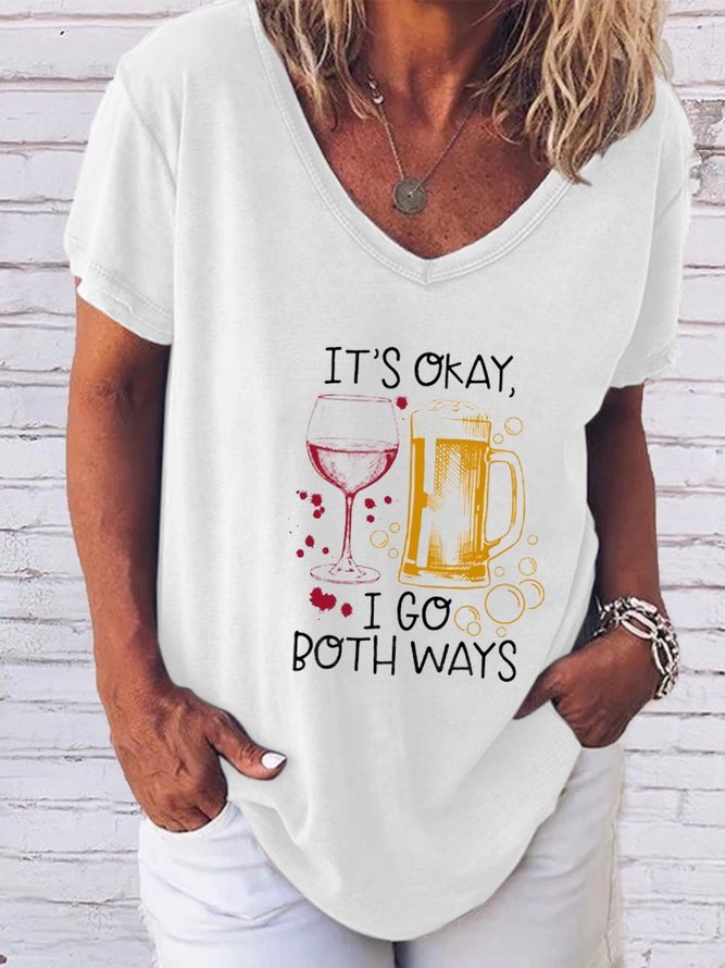 It's Okay I Go Both Ways T Shirt Wine And Beer T Shirt Summer Drinking Top