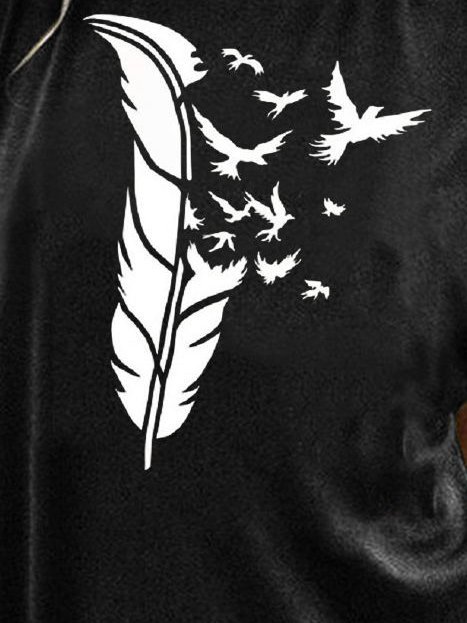 Feather Sleeveless Shirt Casual Crew Neck Black Summer Tank Top