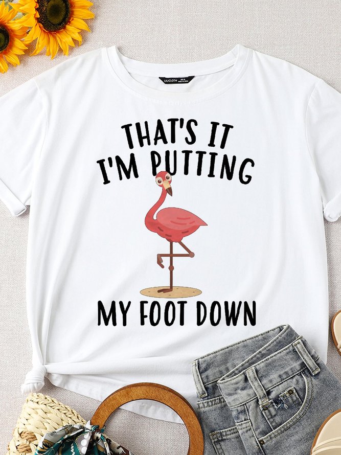 Funny Flamingo Women's Cotton Casual Short Sleeve Shirts & Tops