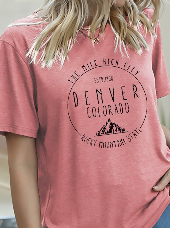 Colorado Day Graphic Short Sleeve Loose T-shirt