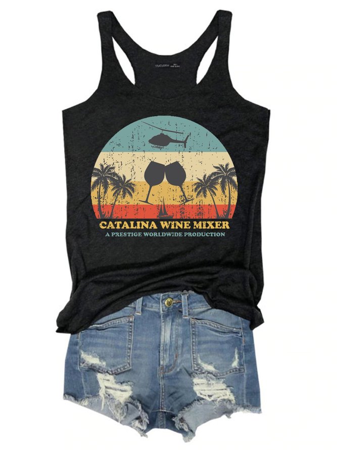 Step Brothers Catalina Wine Women‘s Crew Neck Casual Sleeveless T-shirt