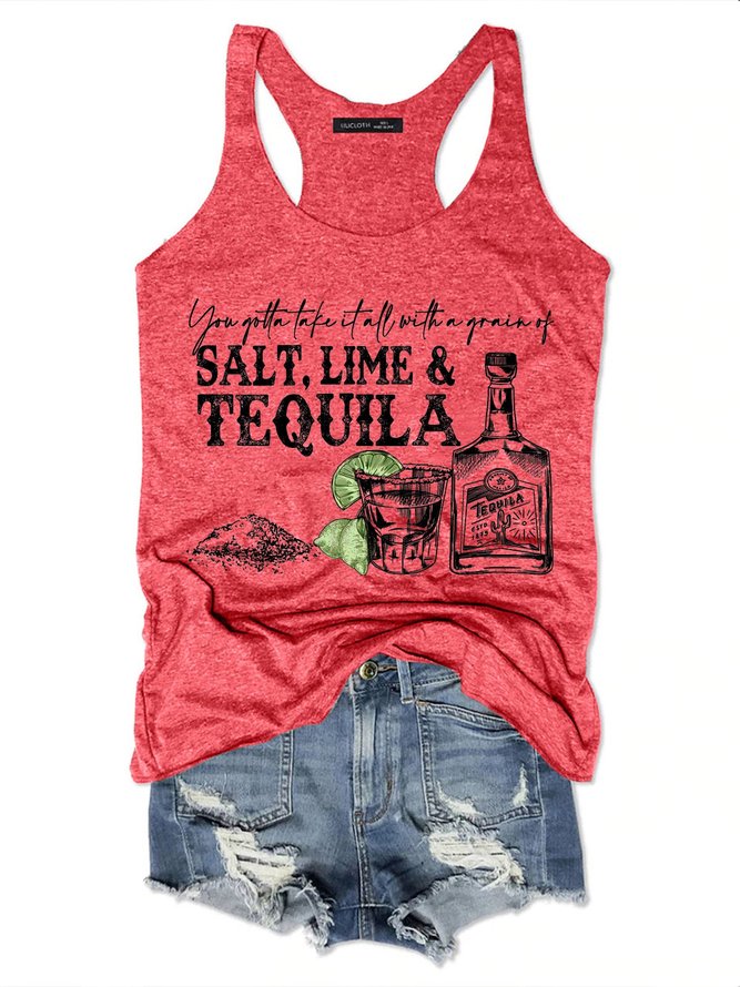 You Gotta Take It All With A Grain Of Salt Lime And Tequila Tank Top
